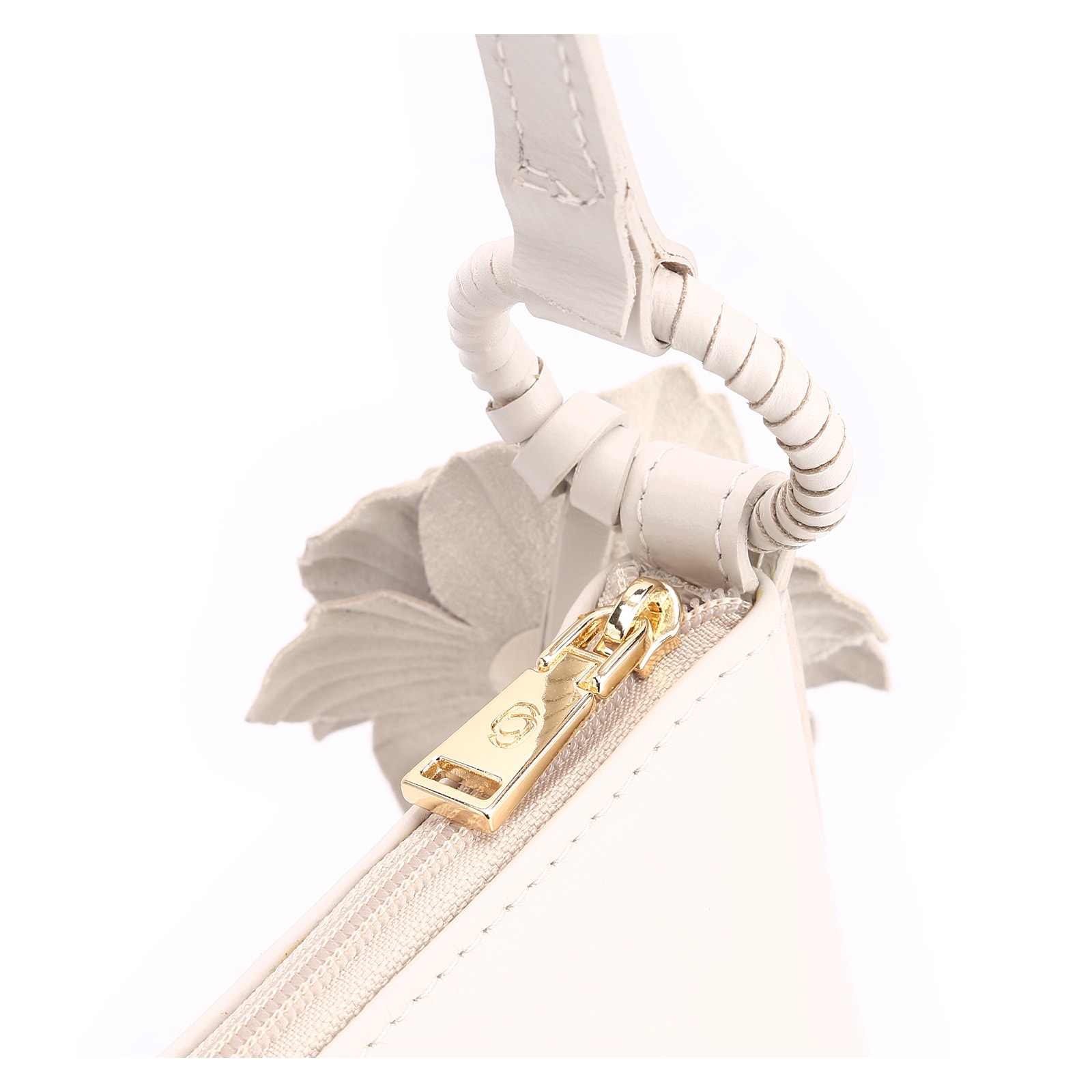 Bolsa Transversal Flor Couro Off White