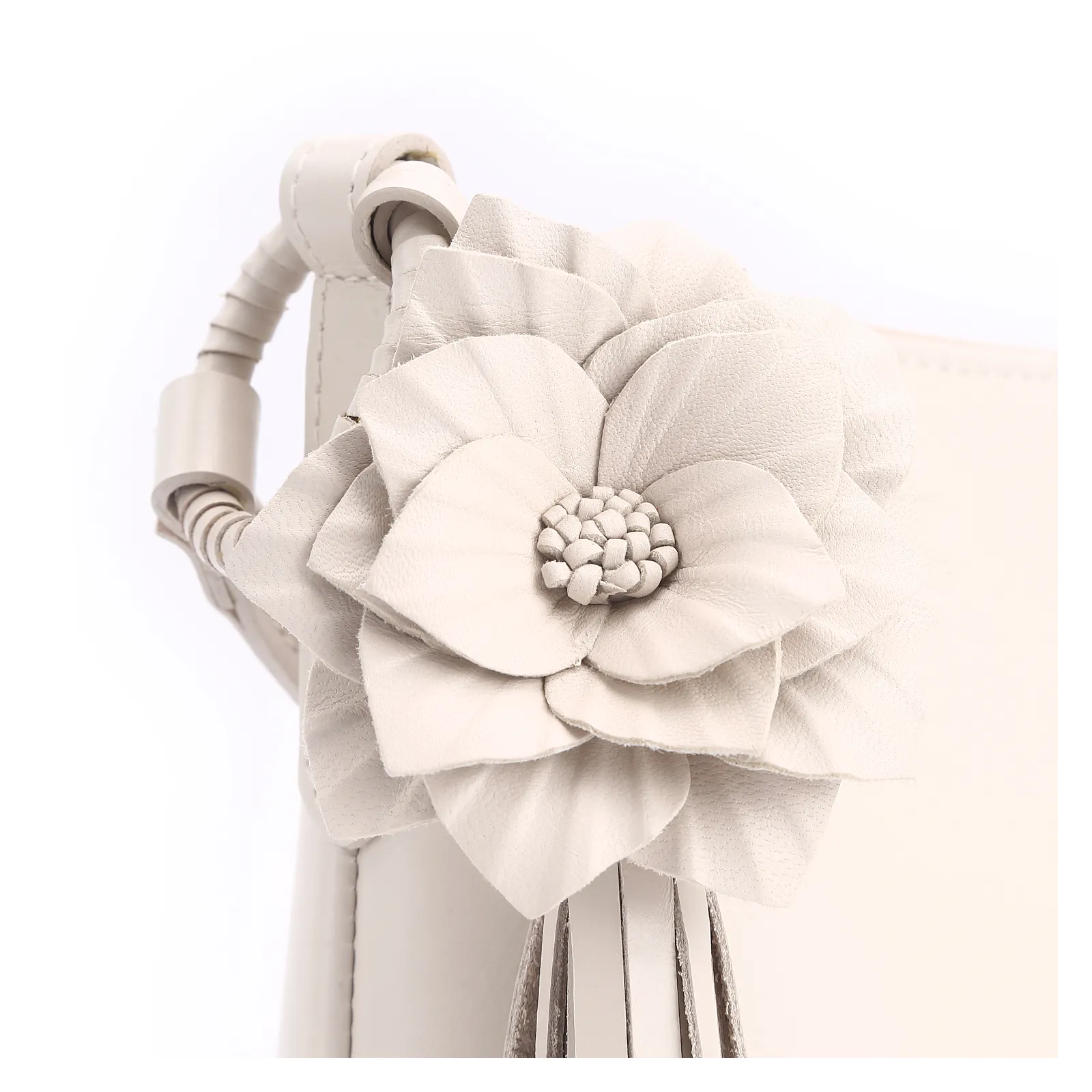 Bolsa Transversal Flor Couro Off White