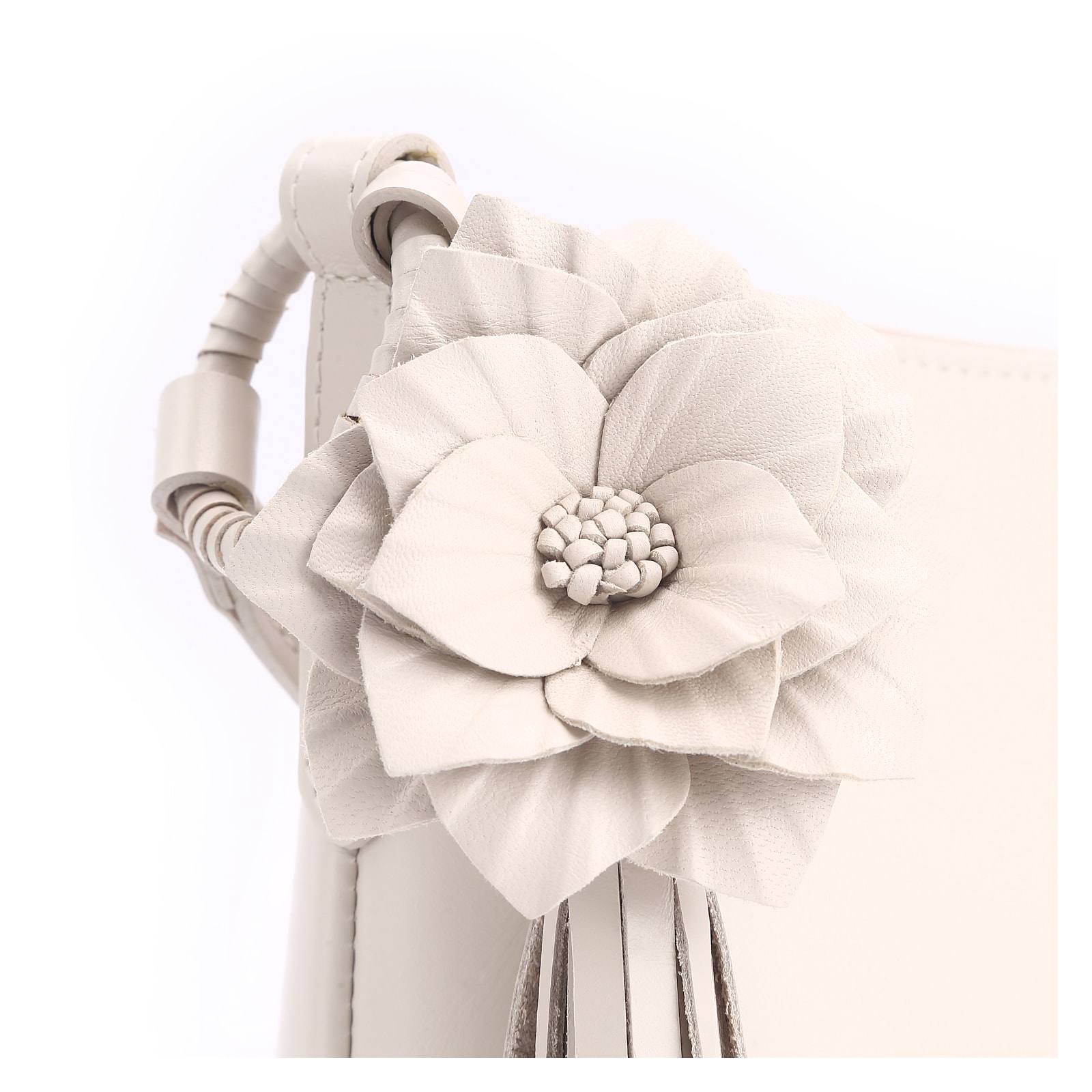Bolsa Transversal Flor Couro Off White