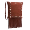 Bolsa Transversal Franjas Couro Camurça/Couro Marrom Escuro - imagem 3