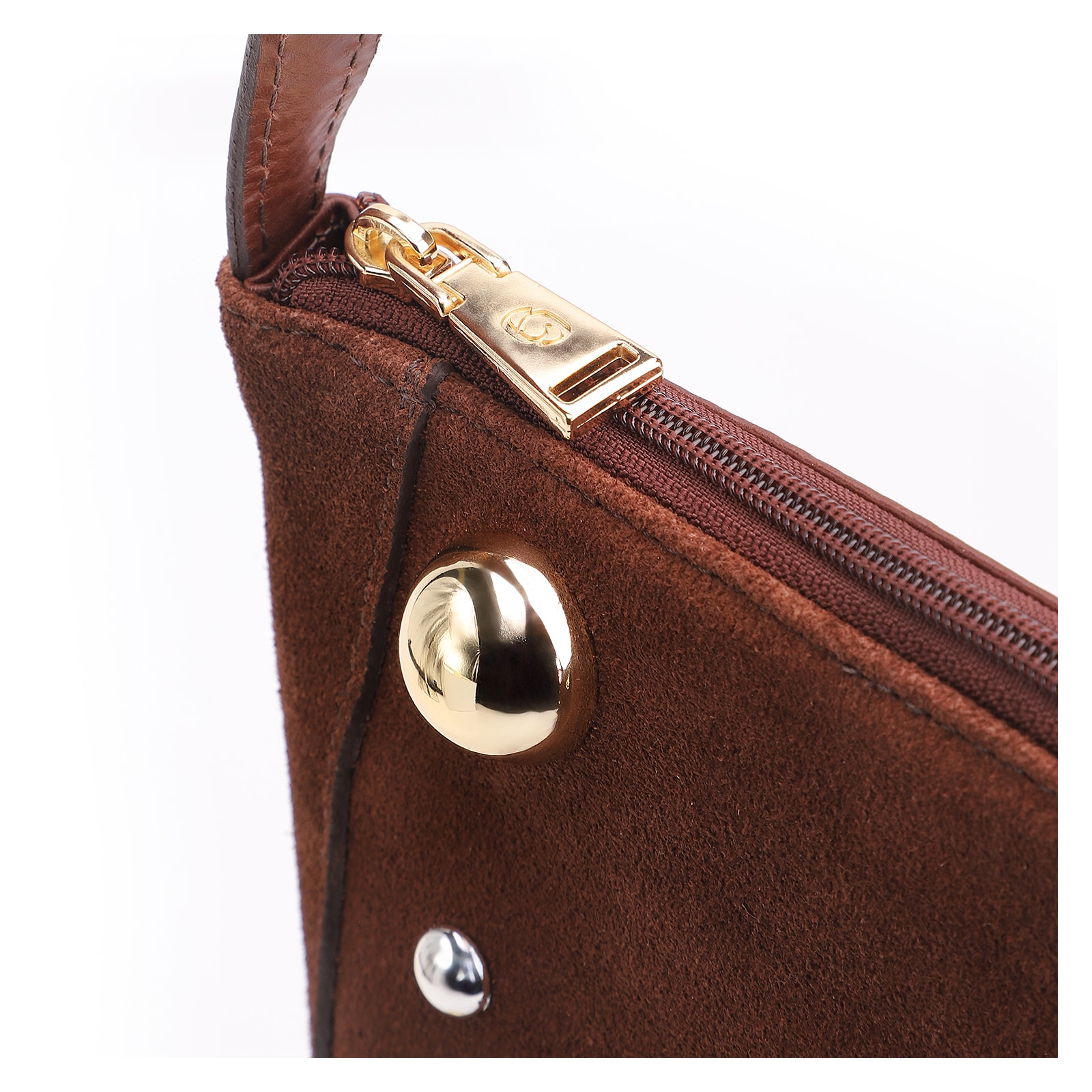 Bolsa Transversal Franjas Couro Camurça/Couro Marrom Escuro