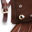 Bolsa Transversal Franjas Couro Camurça/Couro Marrom Escuro - imagem 8