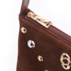 Bolsa Transversal Franjas Couro Camurça/Couro Marrom Escuro - imagem 6