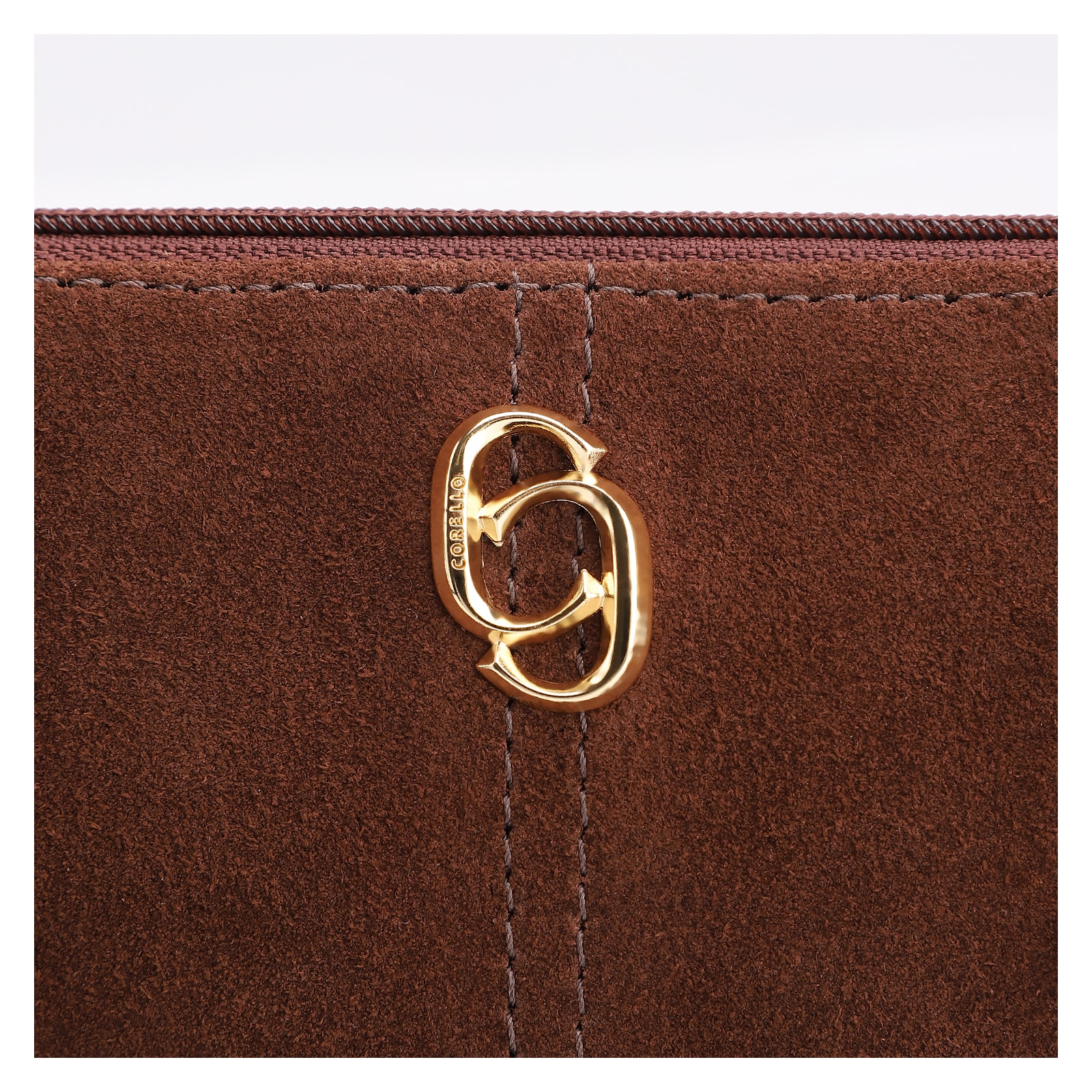 Bolsa Transversal Franjas Couro Camurça/Couro Marrom Escuro