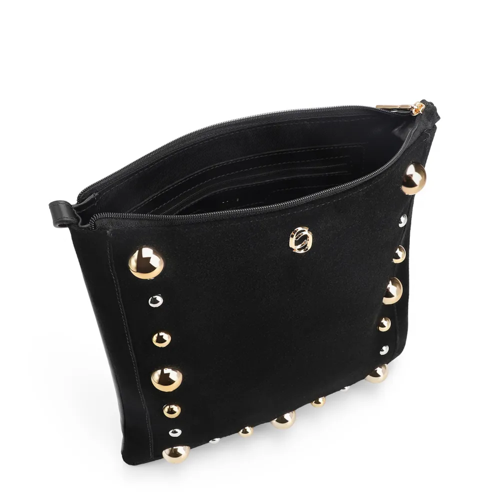Bolsa Transversal Franjas Couro Camurça/Couro Preto - imagem 5