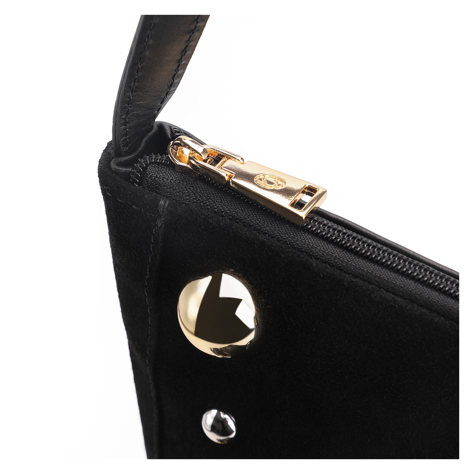 Bolsa Transversal Franjas Couro Camurça/Couro Preto