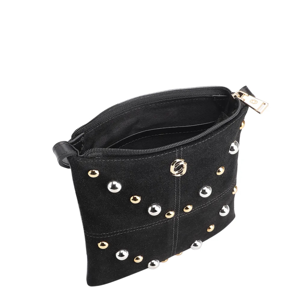 Bolsa Transversal Franjas Couro Camurça/Couro Preto - imagem 4