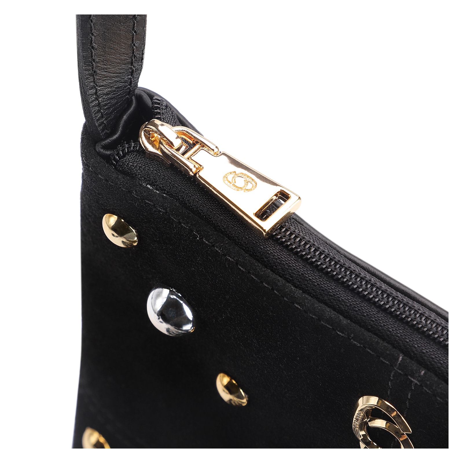 Bolsa Transversal Franjas Couro Camurça/Couro Preto