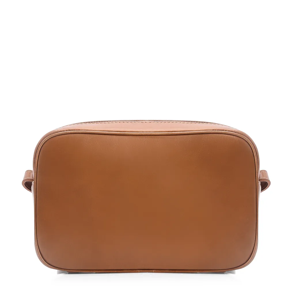 Bolsa Transversal Laser Cut Couro Camurça/Couro Marrom Claro - imagem 4