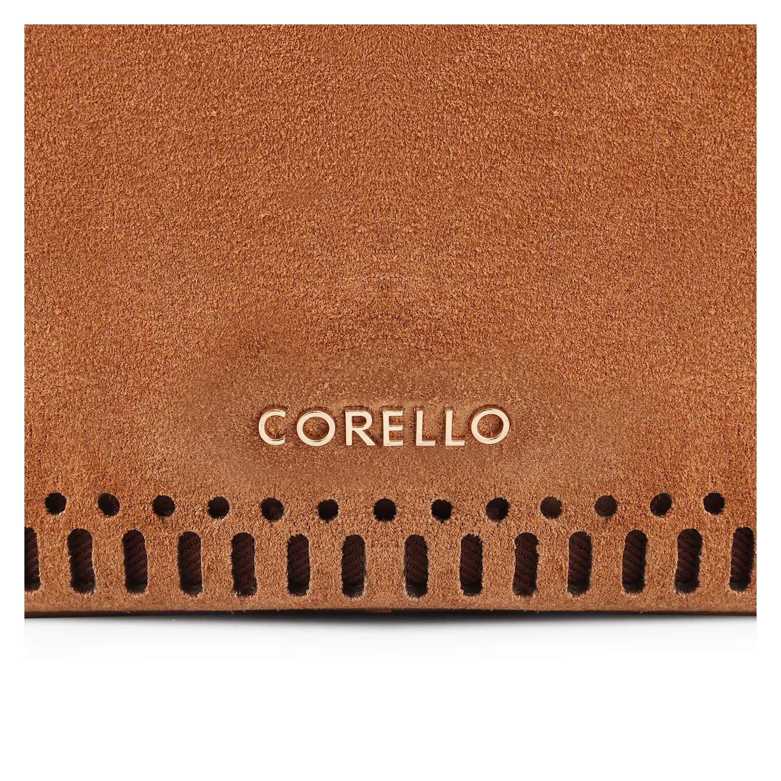 Bolsa Transversal Laser Cut Couro Camurça/Couro Marrom Claro