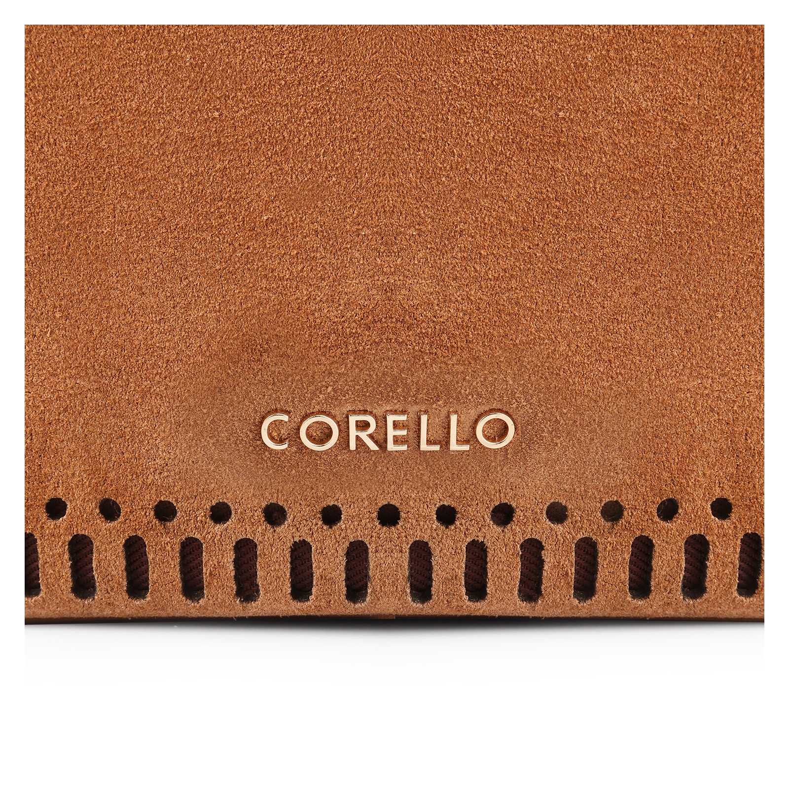 Bolsa Transversal Laser Cut Couro Camurça/Couro Marrom Claro