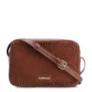 Bolsa Transversal Laser Cut Couro Camurça/Couro Marrom Escuro - imagem 1