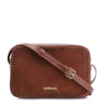 Bolsa Transversal Laser Cut Couro Camurça/Couro Marrom Escuro - imagem 1