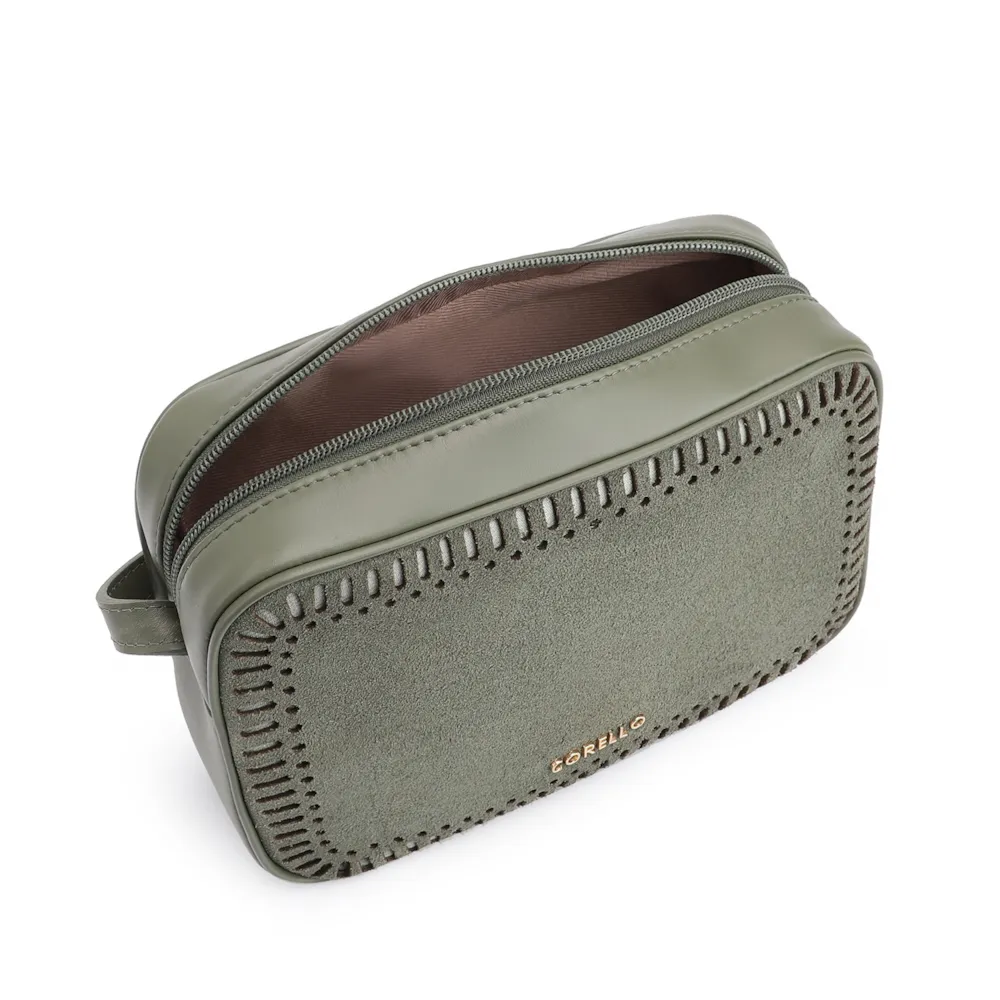 Bolsa Transversal Laser Cut Couro Camurça/Couro Verde - imagem 5