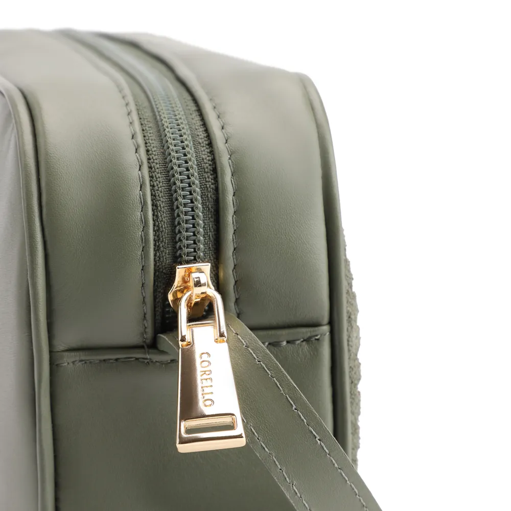 Bolsa Transversal Laser Cut Couro Camurça/Couro Verde - imagem 6