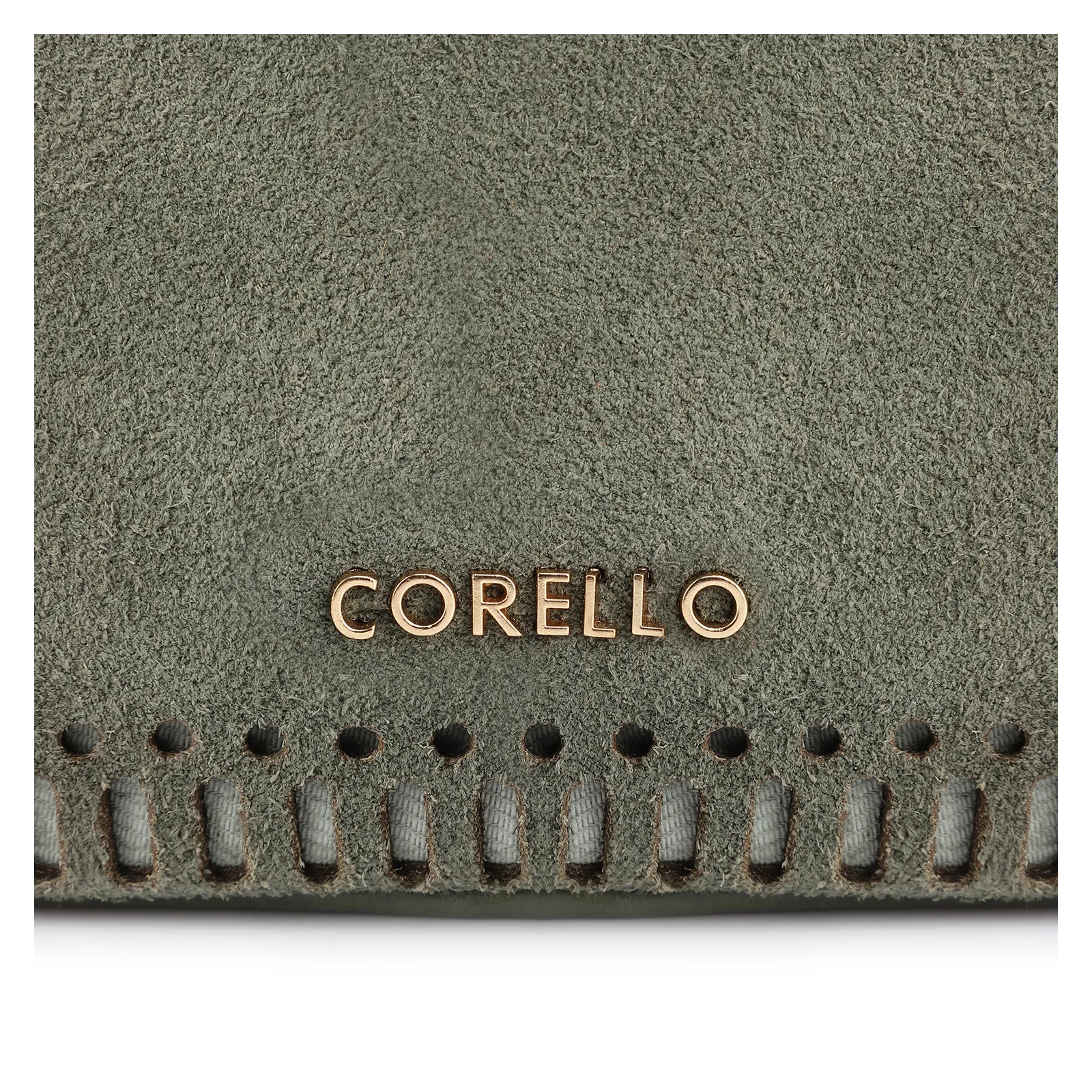 Bolsa Transversal Laser Cut Couro Camurça/Couro Verde