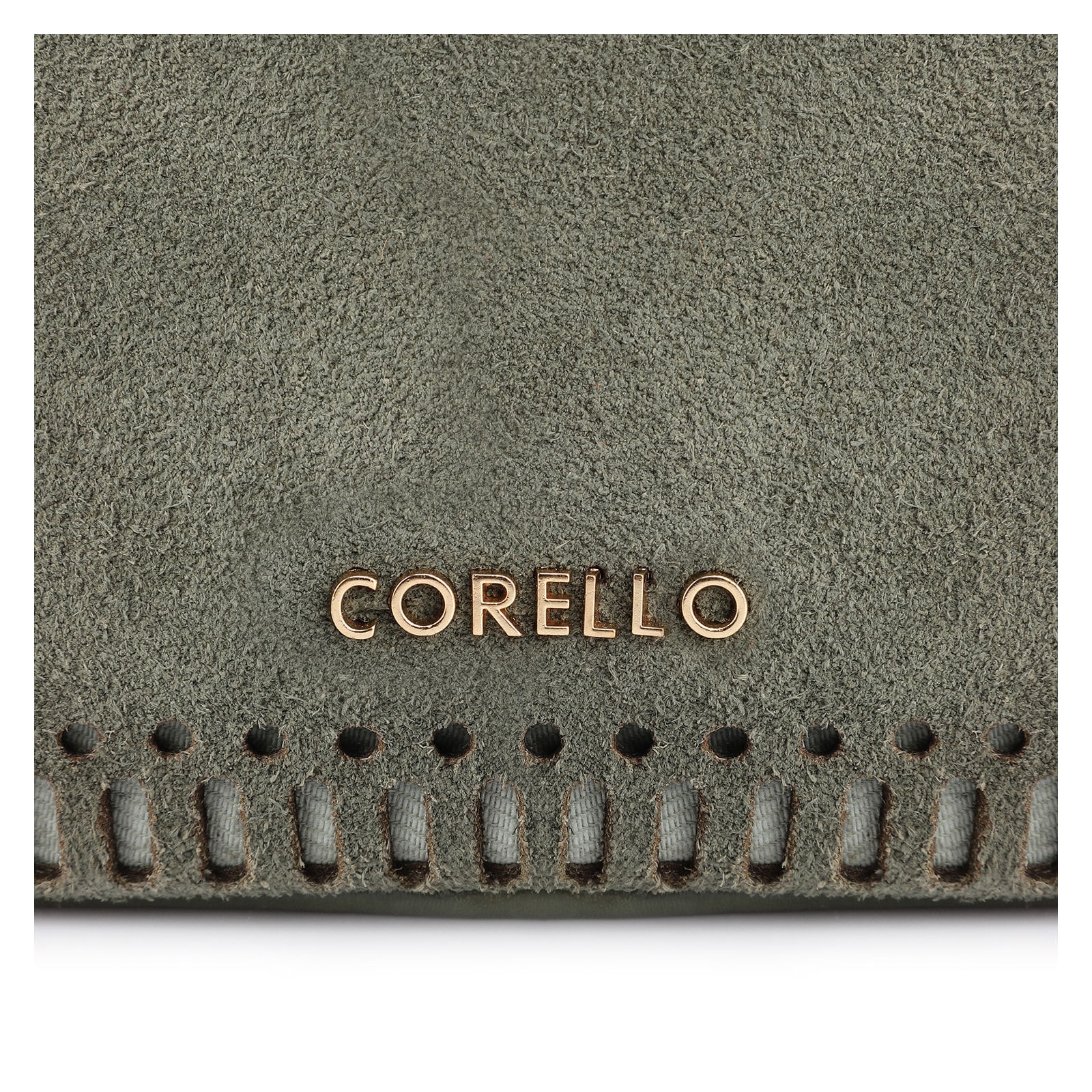 Bolsa Transversal Laser Cut Couro Camurça/Couro Verde