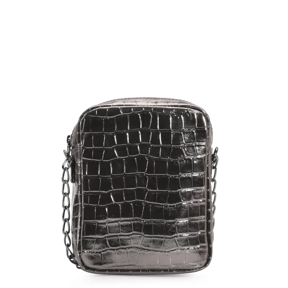 Bolsa Transversal Matelassê Alt Croco Prata - imagem 3