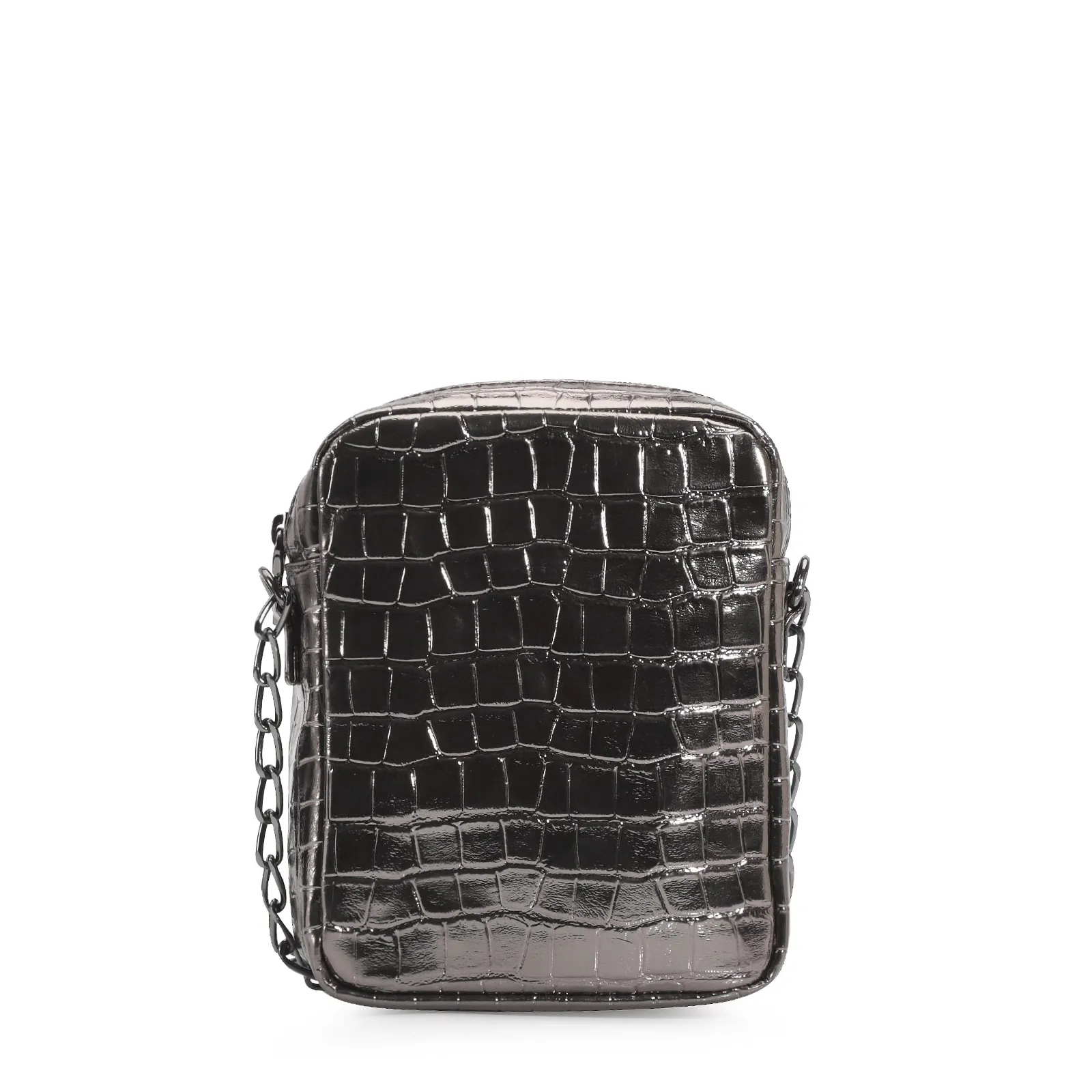 Bolsa Transversal Matelassê Alt Croco Prata