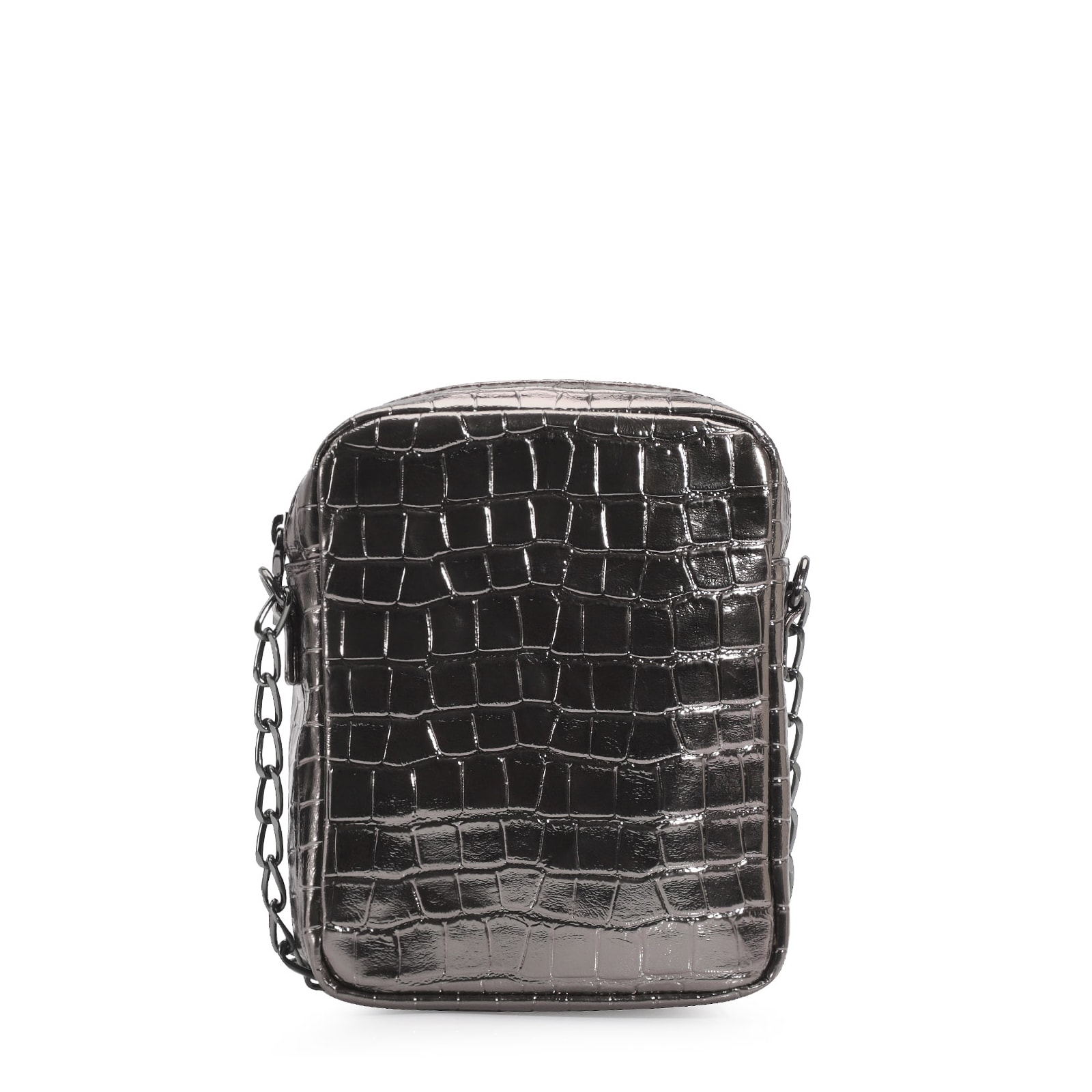 Bolsa Transversal Matelassê Alt Croco Prata