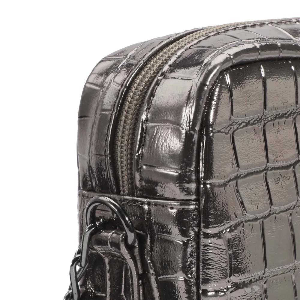 Bolsa Transversal Matelassê Alt Croco Prata - imagem 5