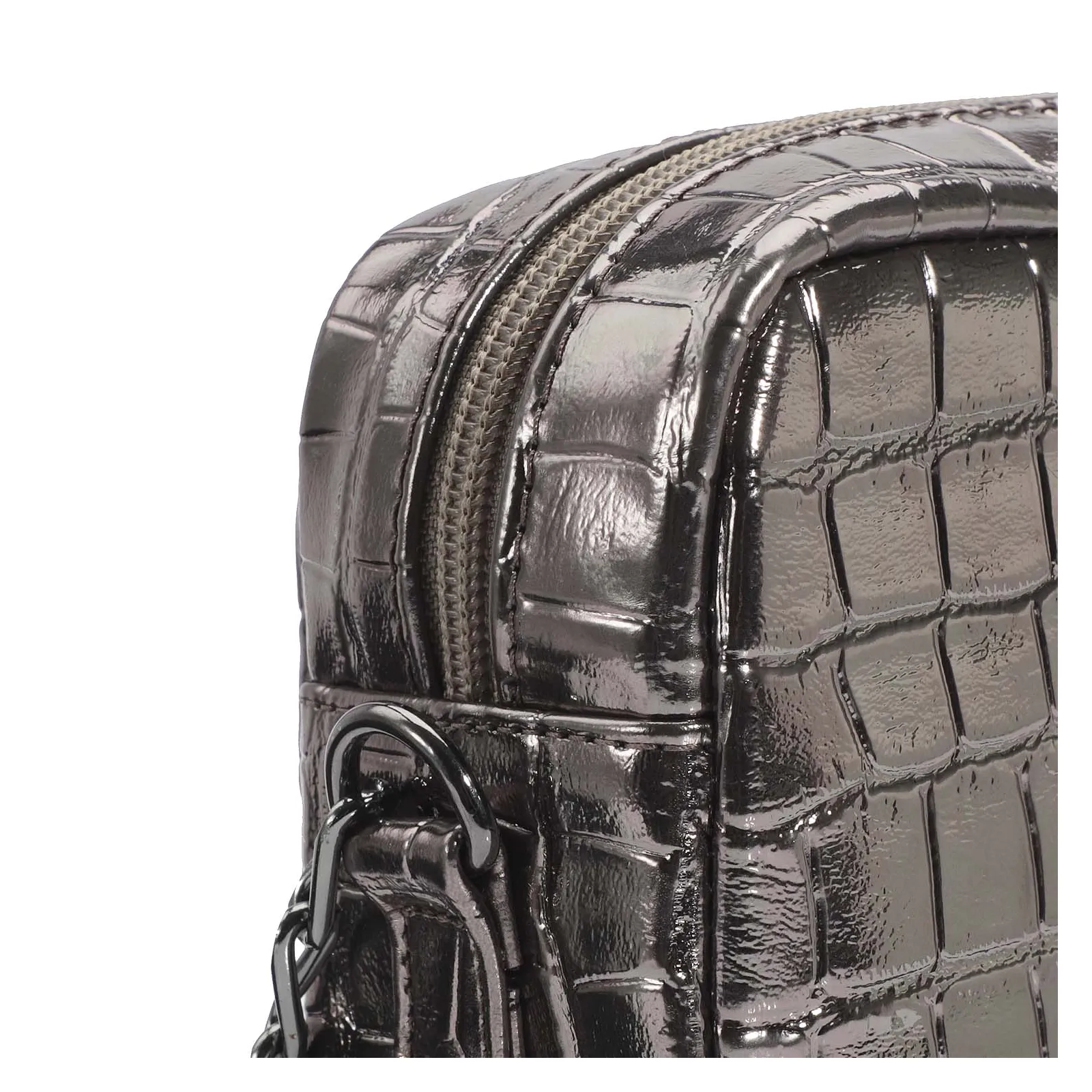 Bolsa Transversal Matelassê Alt Croco Prata
