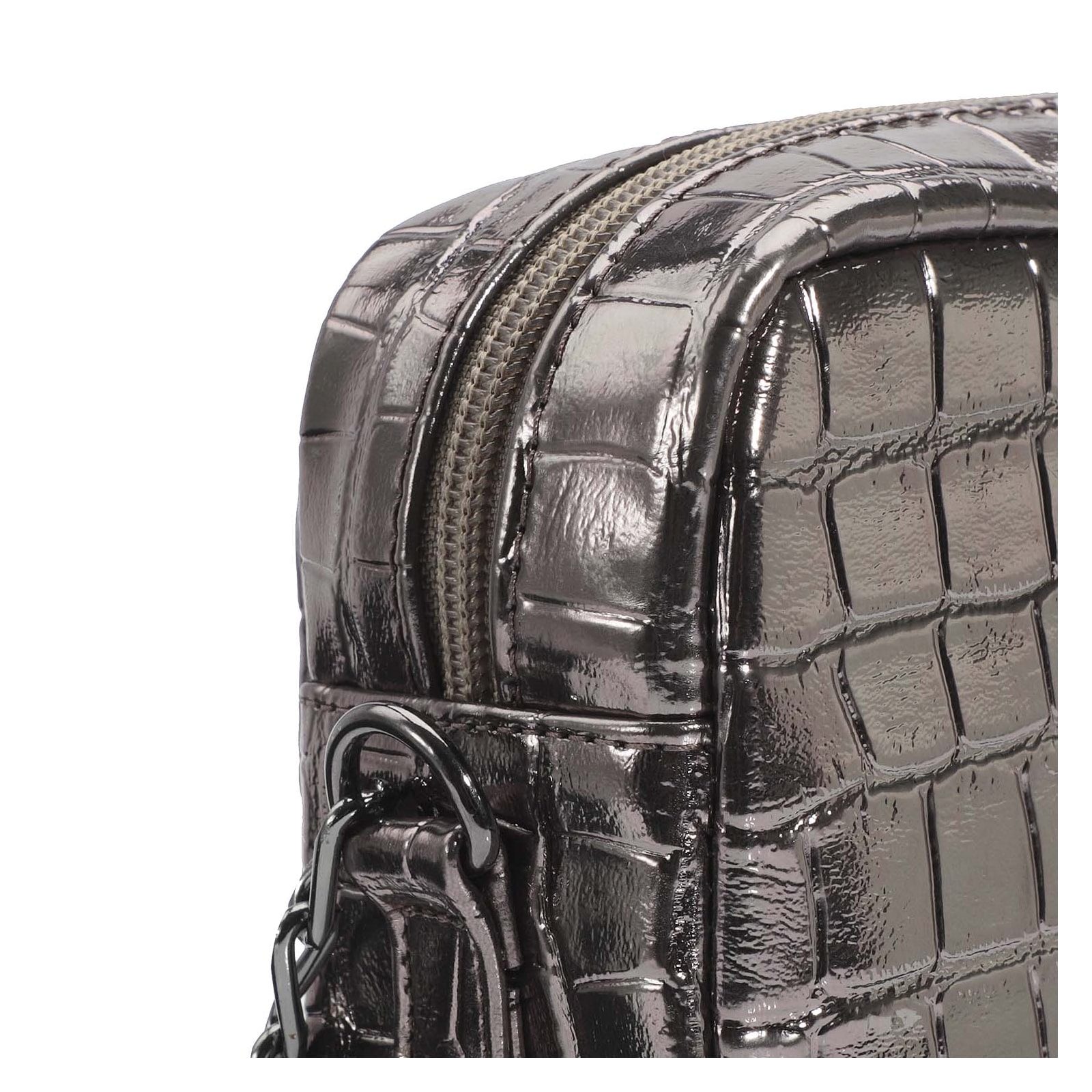 Bolsa Transversal Matelassê Alt Croco Prata