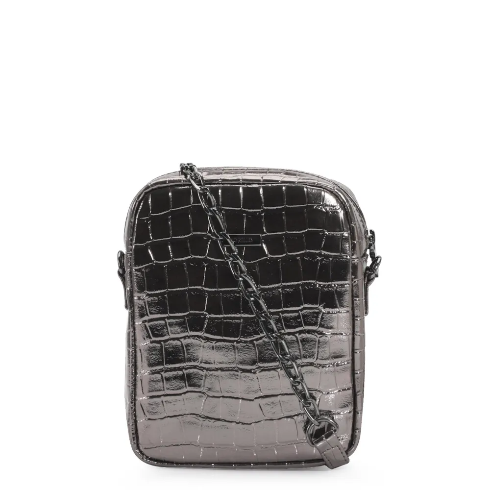 Bolsa Transversal Matelassê Alt Croco Prata