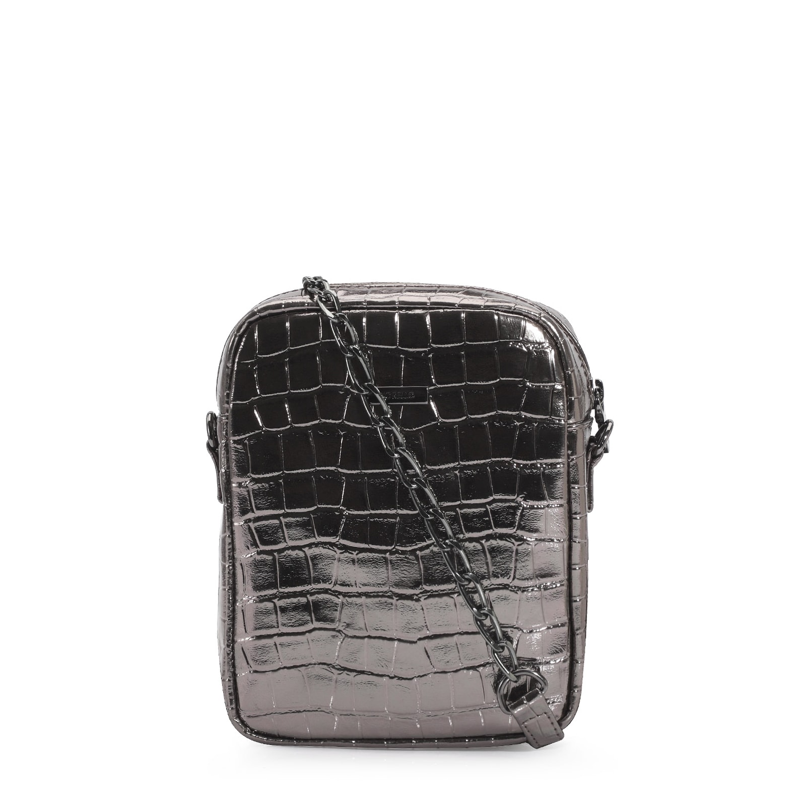 Bolsa Transversal Matelassê Alt Croco Prata