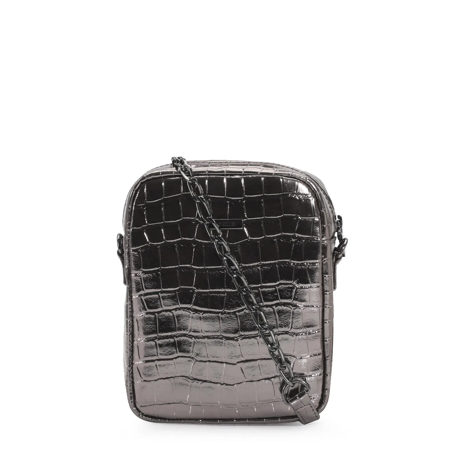 Bolsa Transversal Matelassê Alt Croco Prata