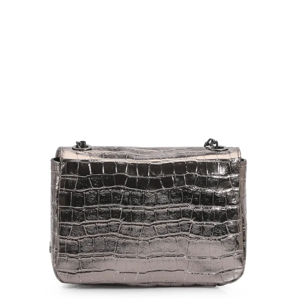 Bolsa Transversal Matelassê Alt Croco Prata - imagem 4