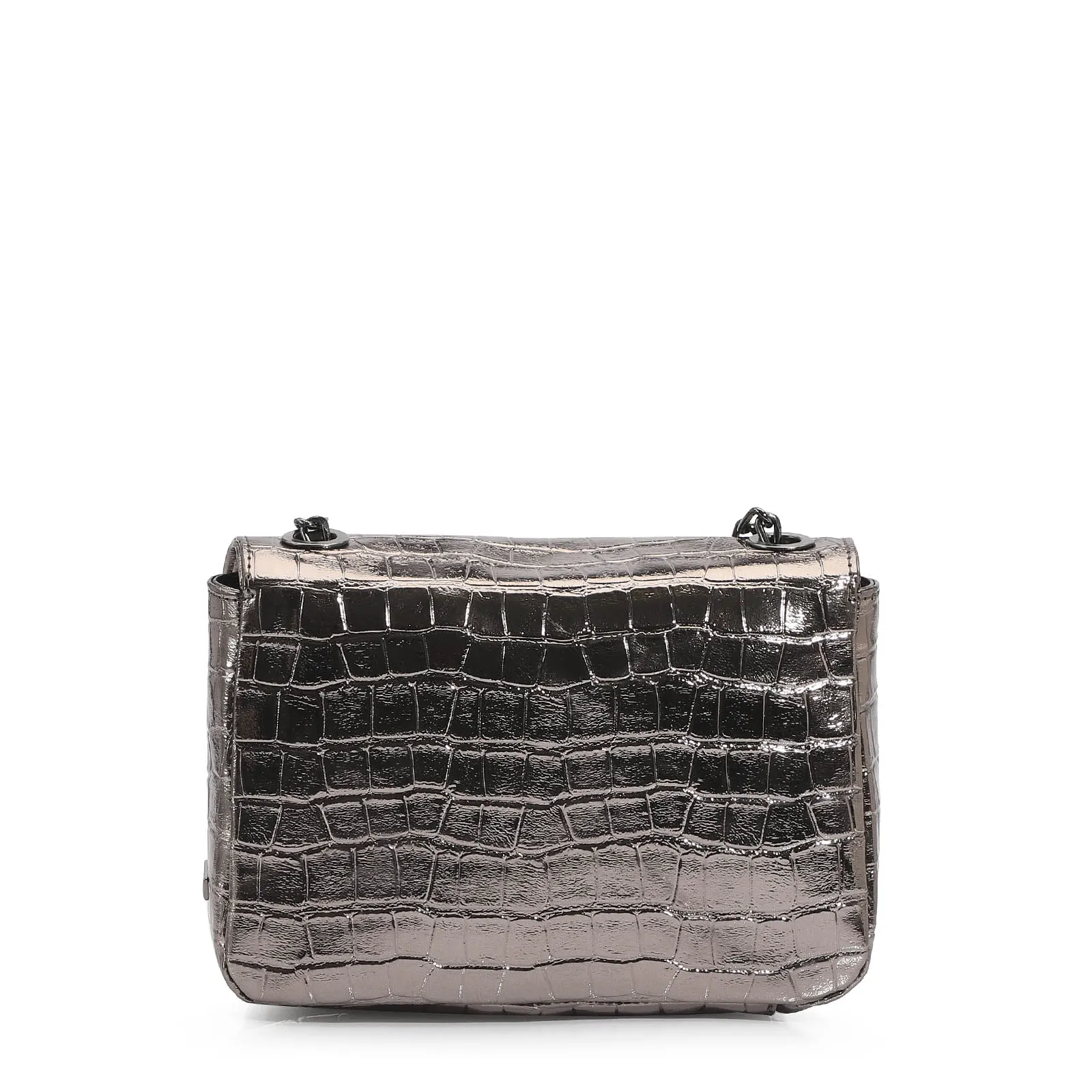 Bolsa Transversal Matelassê Alt Croco Prata