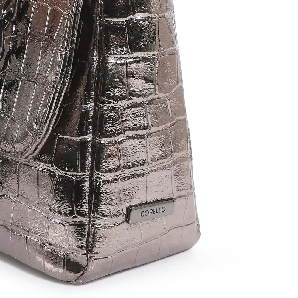 Bolsa Transversal Matelassê Alt Croco Prata - imagem 6