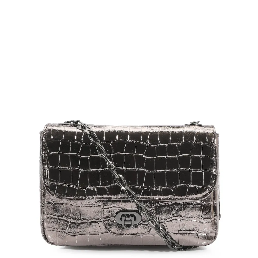 Bolsa Transversal Matelassê Alt Croco Prata