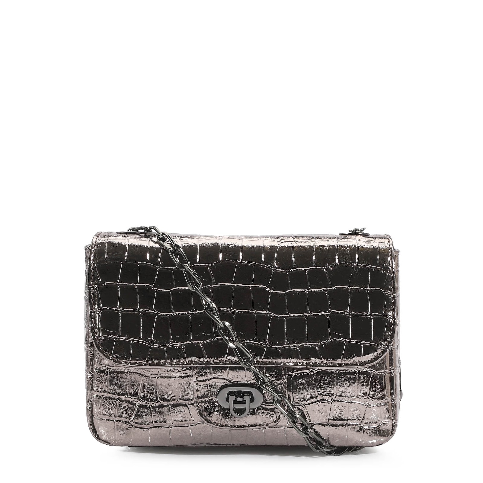 Bolsa Transversal Matelassê Alt Croco Prata