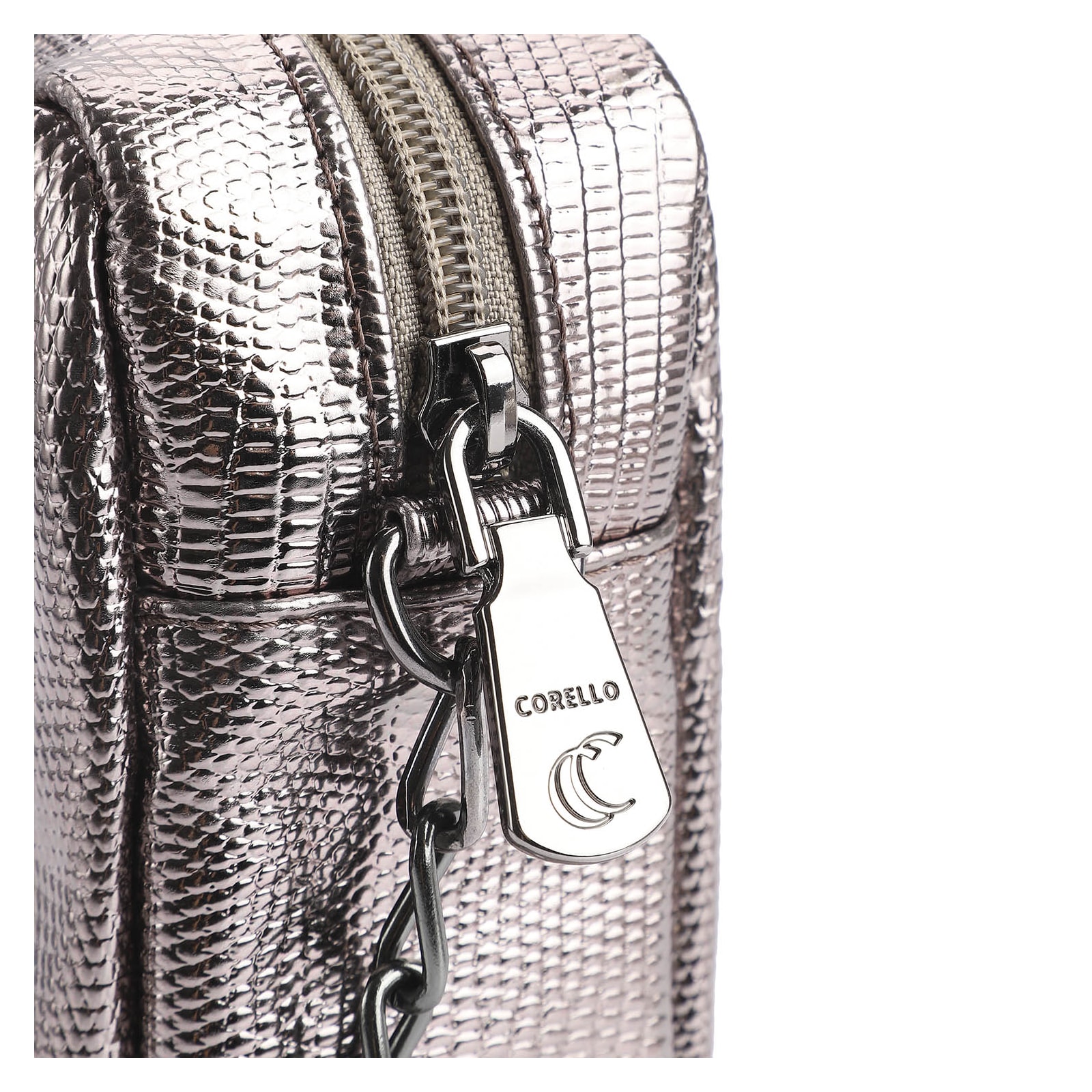 Bolsa Transversal Matelassê Alt Lezard Prata
