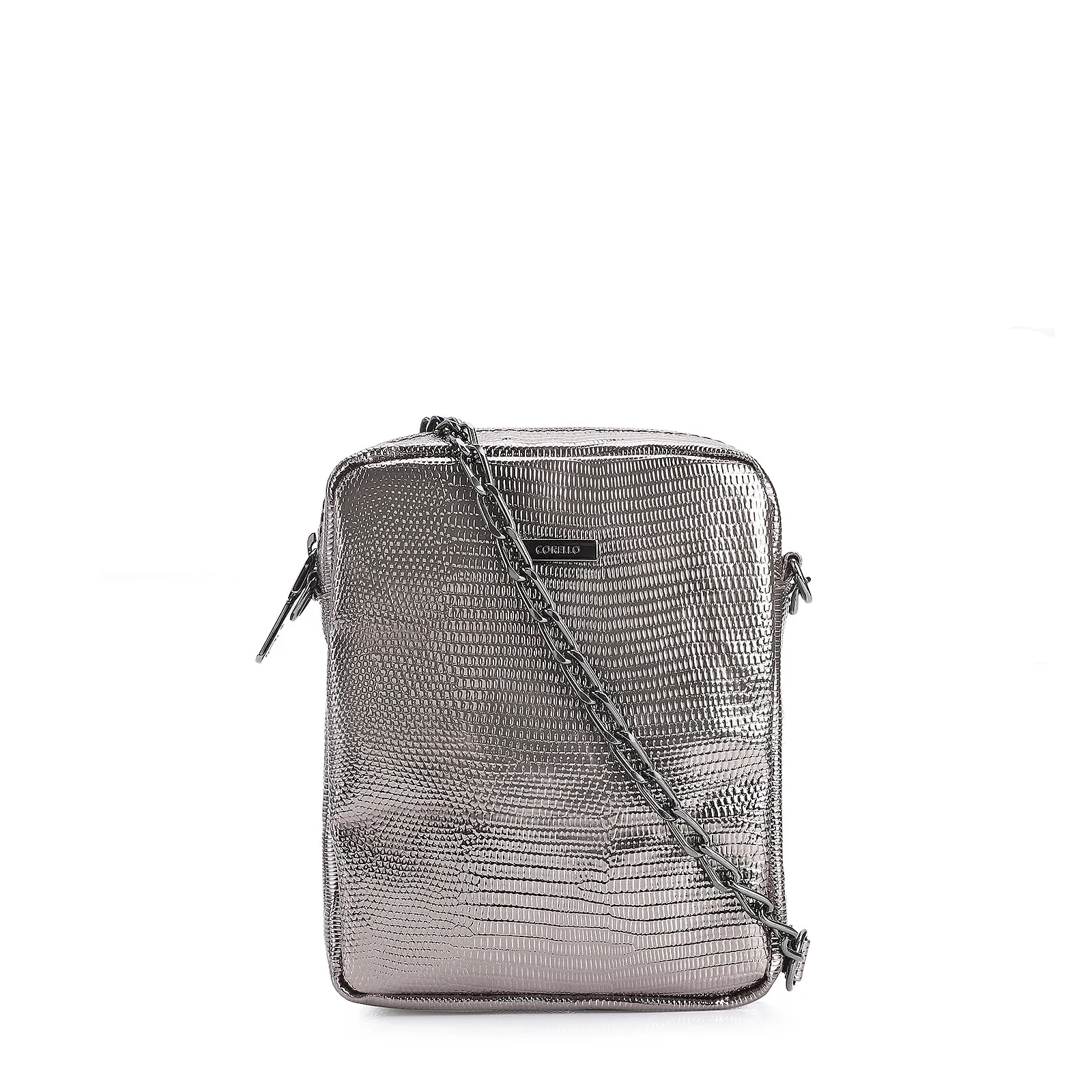 Bolsa Transversal Matelassê Alt Lezard Prata