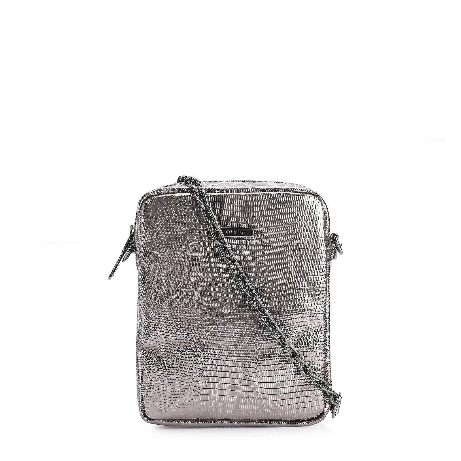 Bolsa Transversal Matelassê Alt Lezard Prata
