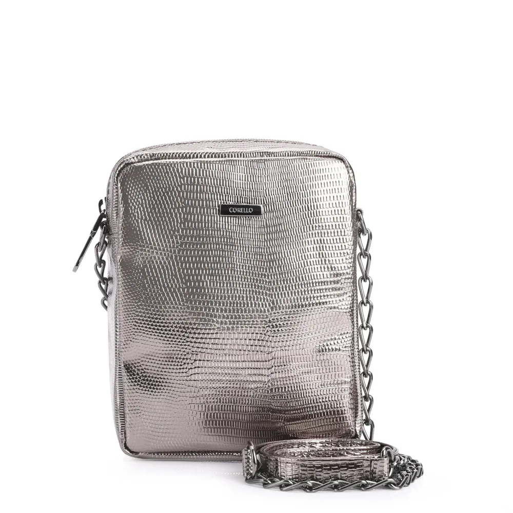 Bolsa Transversal Matelassê Alt Lezard Prata - imagem 2