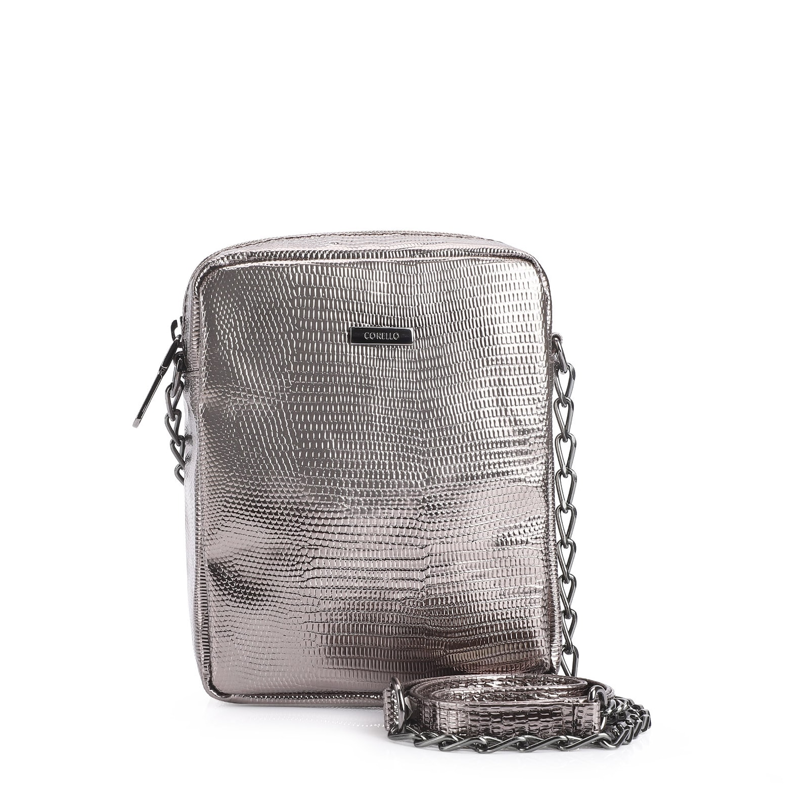 Bolsa Transversal Matelassê Alt Lezard Prata
