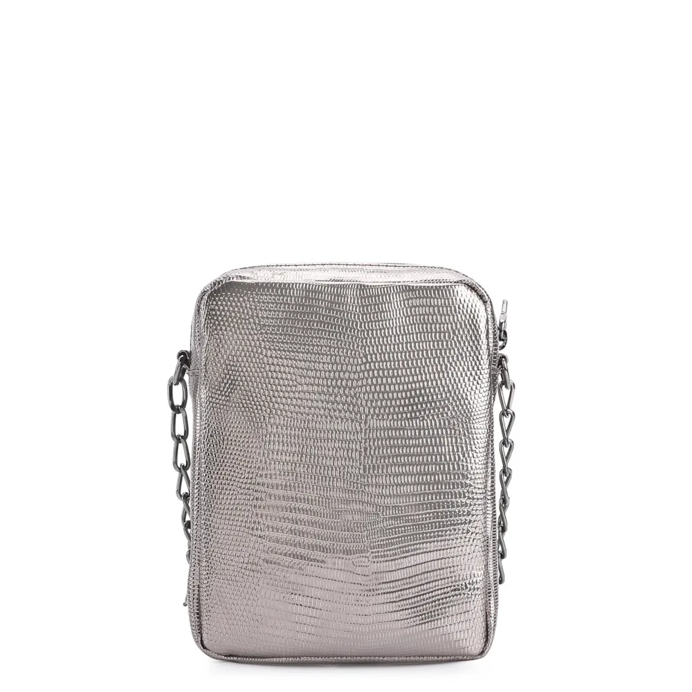 Bolsa Transversal Matelassê Alt Lezard Prata - imagem 3