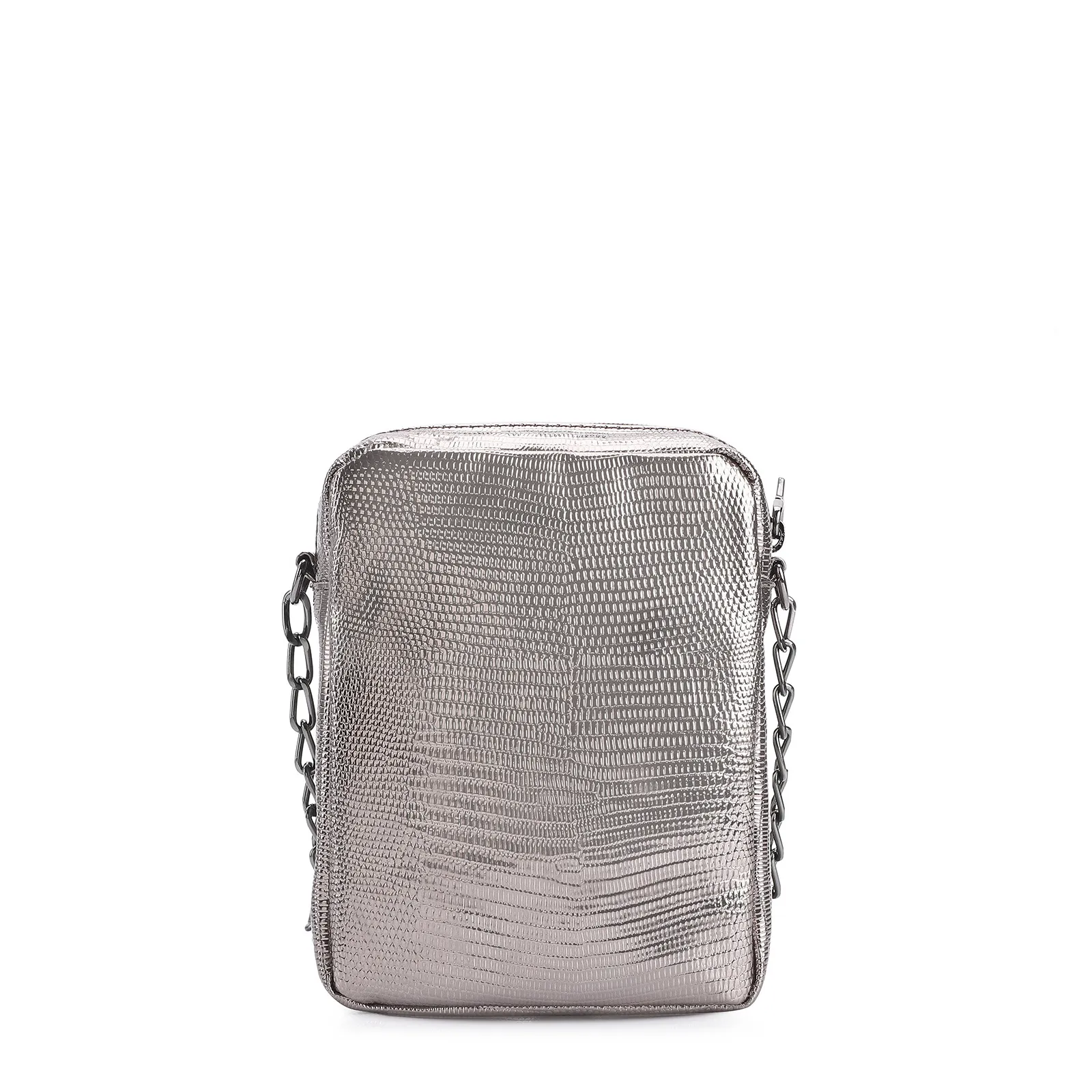 Bolsa Transversal Matelassê Alt Lezard Prata