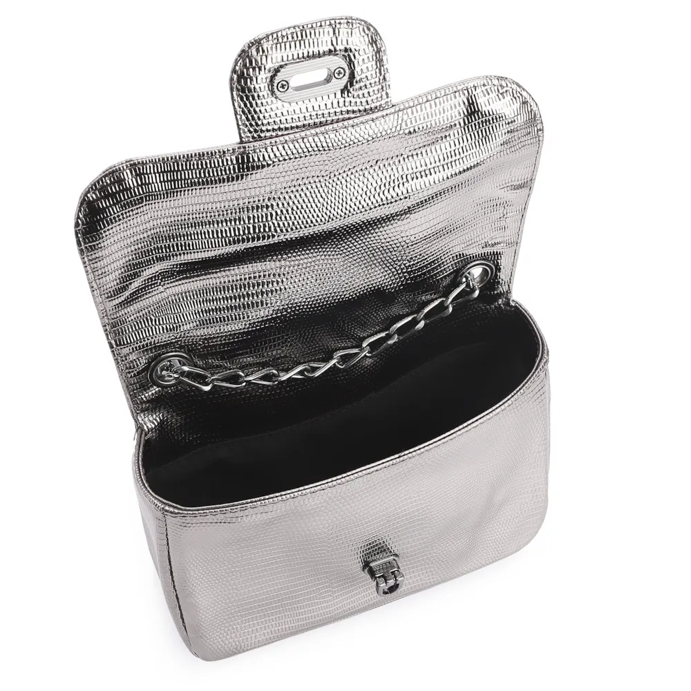 Bolsa Transversal Matelassê Alt Lezard Prata - imagem 4