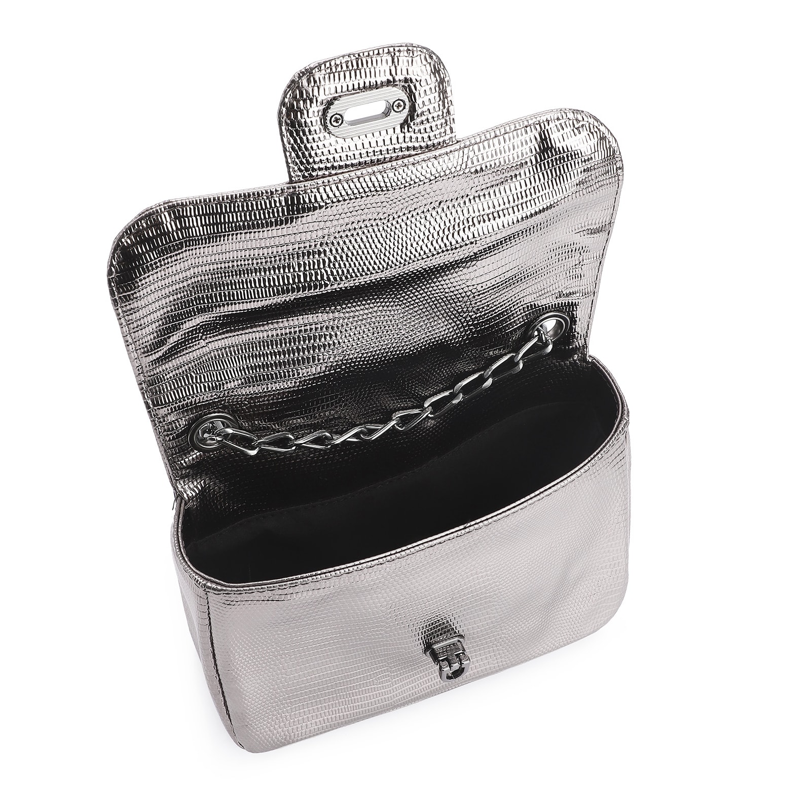 Bolsa Transversal Matelassê Alt Lezard Prata