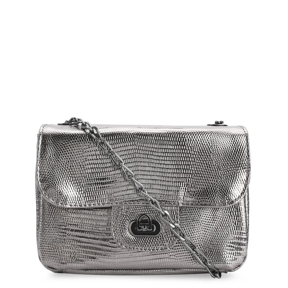 Bolsa Transversal Matelassê Alt Lezard Prata