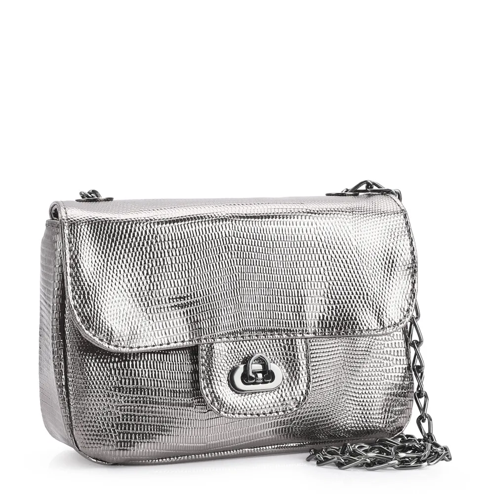 Bolsa Transversal Matelassê Alt Lezard Prata - imagem 2