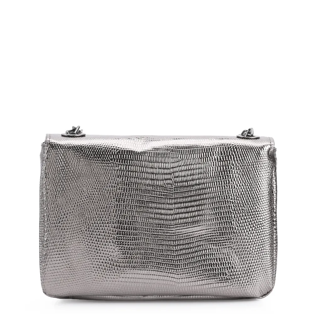 Bolsa Transversal Matelassê Alt Lezard Prata - imagem 3