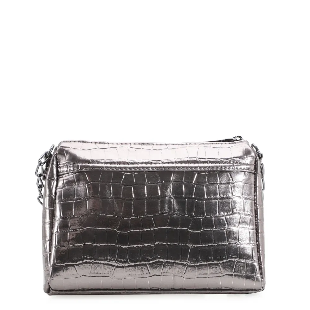 Bolsa Transversal Matelassê Croco Prata - imagem 4