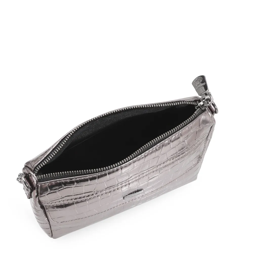 Bolsa Transversal Matelassê Croco Prata - imagem 5