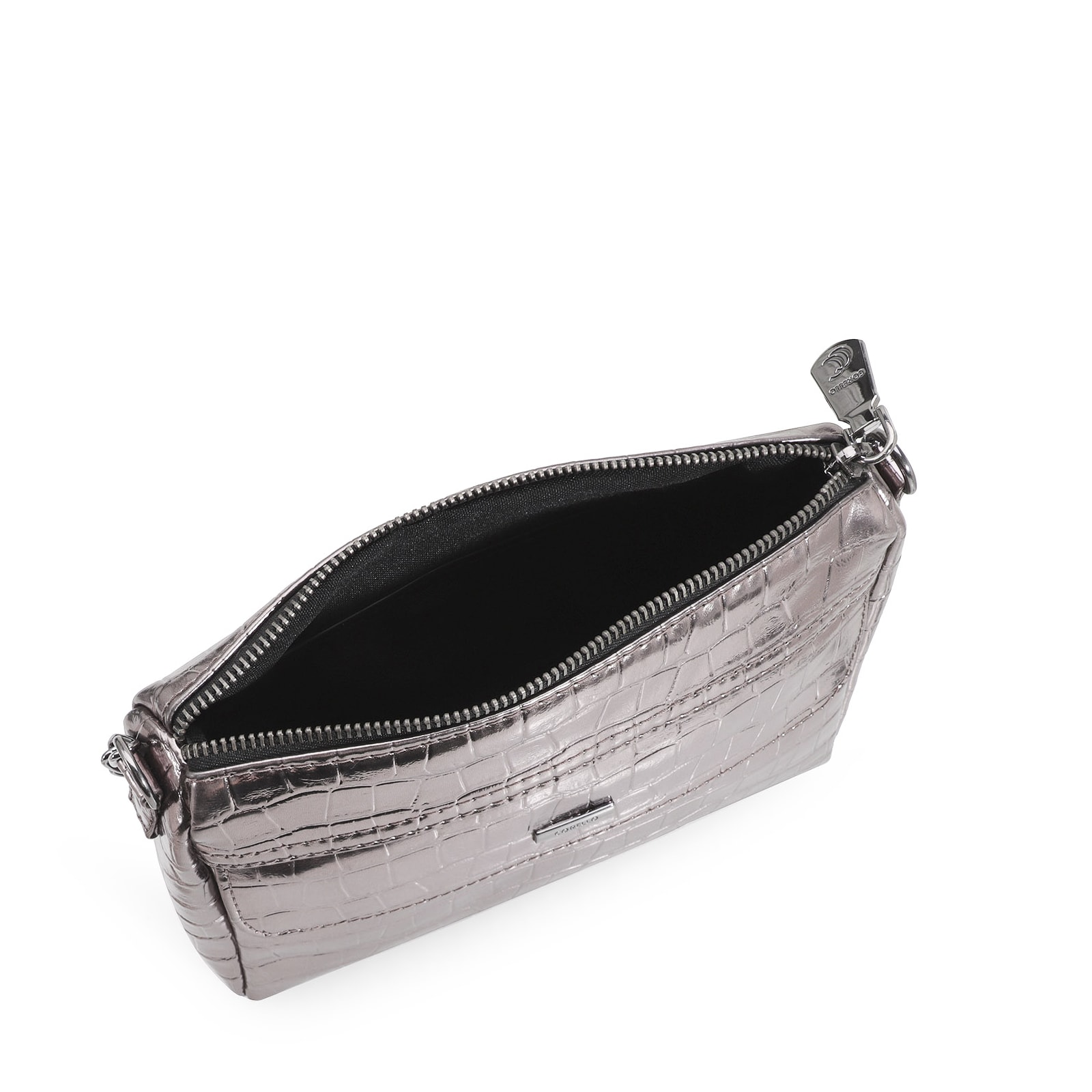 Bolsa Transversal Matelassê Croco Prata
